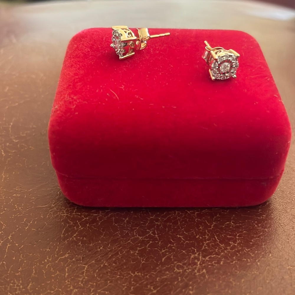 Rose gold Halo diamond earrings